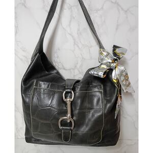DOONEY & BOURKE Vintage Annalisa Black Embossed Leather Hobo Bag - EUC